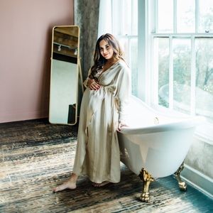 Gold maternity dress